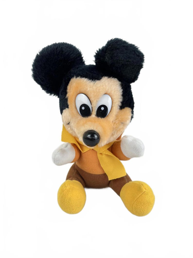 Vintage Disney Mickeys Christmas Carol Stuffed Plush 7" Tiny Tim Mickey Mouse image 1