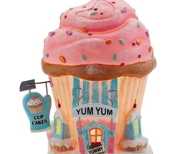 Department 56 North Pole Village 4025282 Santa's Sweet Shop Yum Yum Cupcakes Village Collection