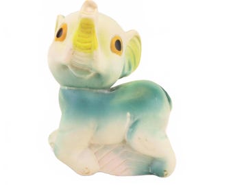 Small Vintage Kitsch Squeak Toy Elephant 4" for Display