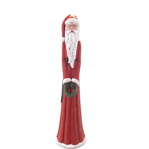 Old World Style Vintage Skinny Pencil Santa Claus with Wreath Statue 16.25&quot;