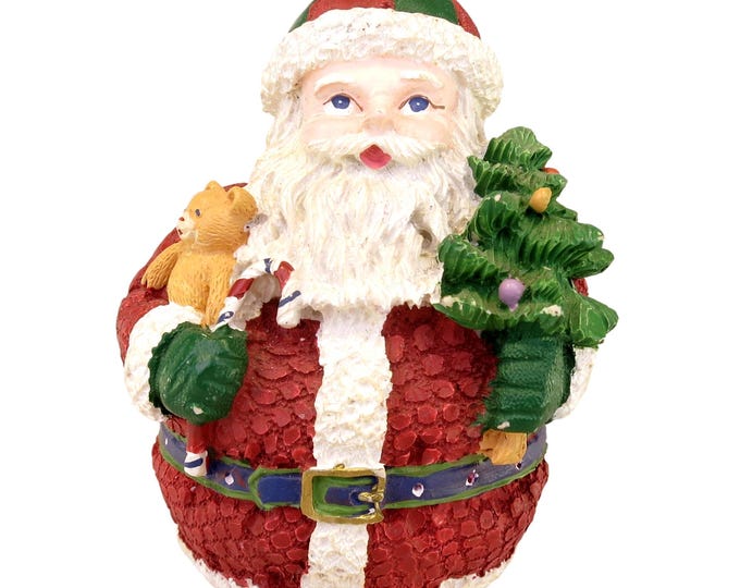 Vintage Santa Claus Round Bottom Holding Tree 4.5" Christmas Decor
