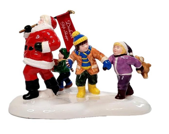 Here Comes Santa 7750 Dickens Flag Christmas Snow Village Collection