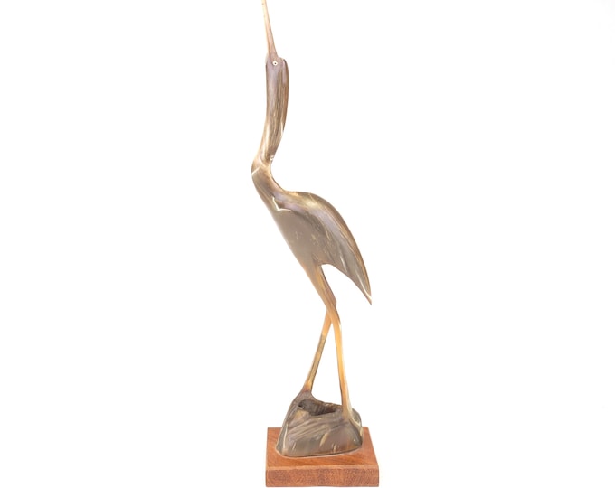 Vintage Hand Carved Crane 12" Tall