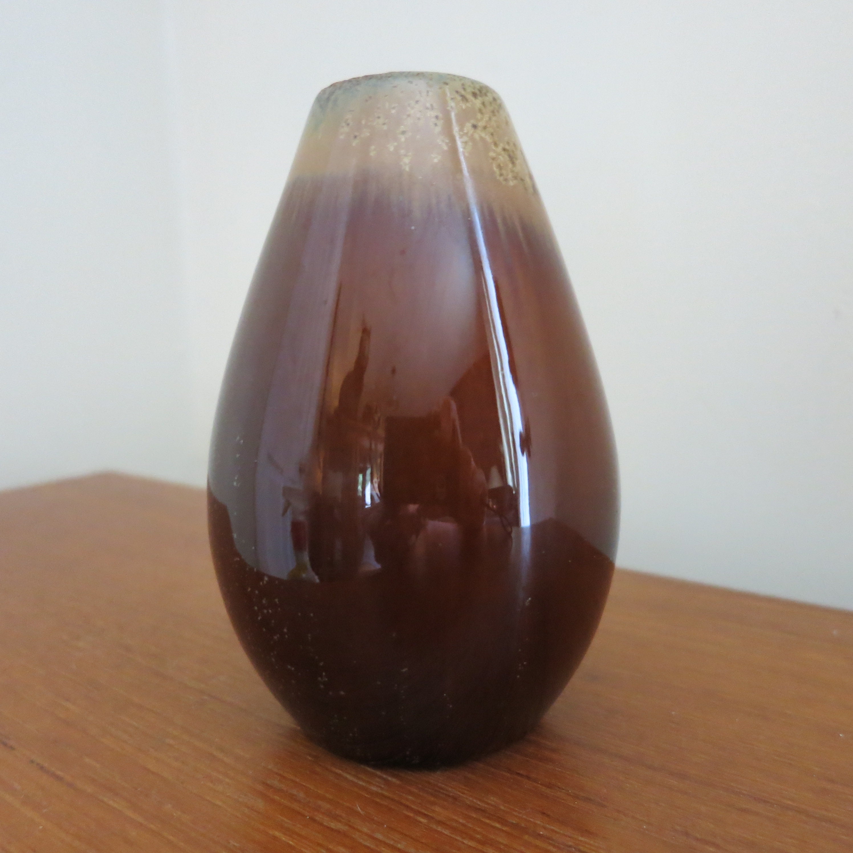 Ceramic Handmade Brown & Tan Glazed Posy Vase Vintage