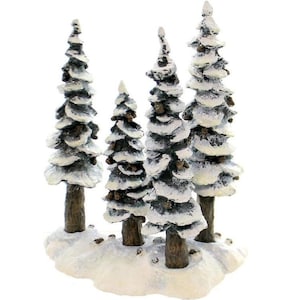 Dept 56 Heritage Village Pole Pine Forest 4 Trees with Base, Village Accessories