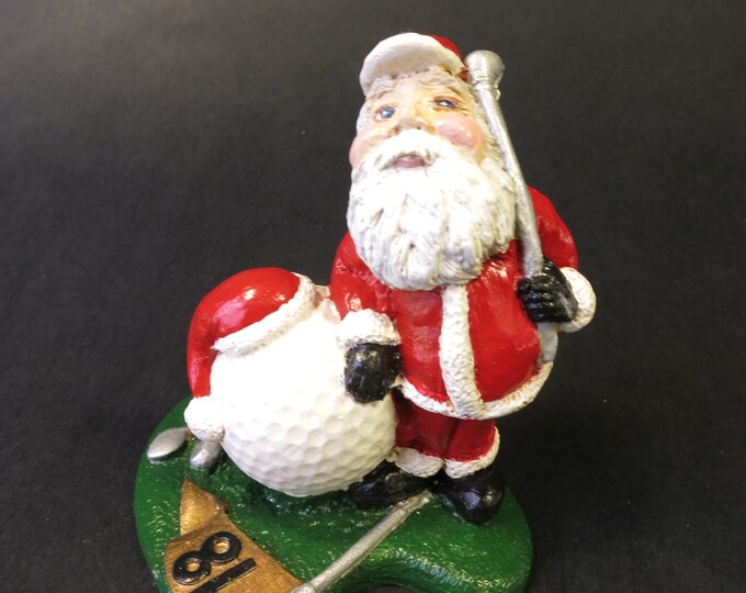 Golfing Santa Claus Figure with Club & Ball 4" Christmas Decor