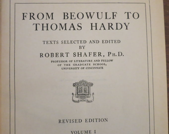 From Beowulf to Thomas Hardy, Vol 1 Hardbook History Book 1931