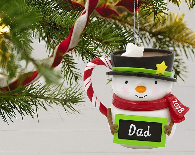 Hallmark Keepsake Christmas Ornament Year Dated, Dad Snowman Mug