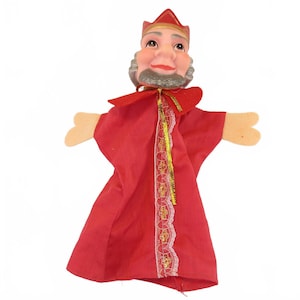 Vintage Mr. Rogers&#39; Neighborhood King Friday Hand Puppet Rubber Head Red Fabric