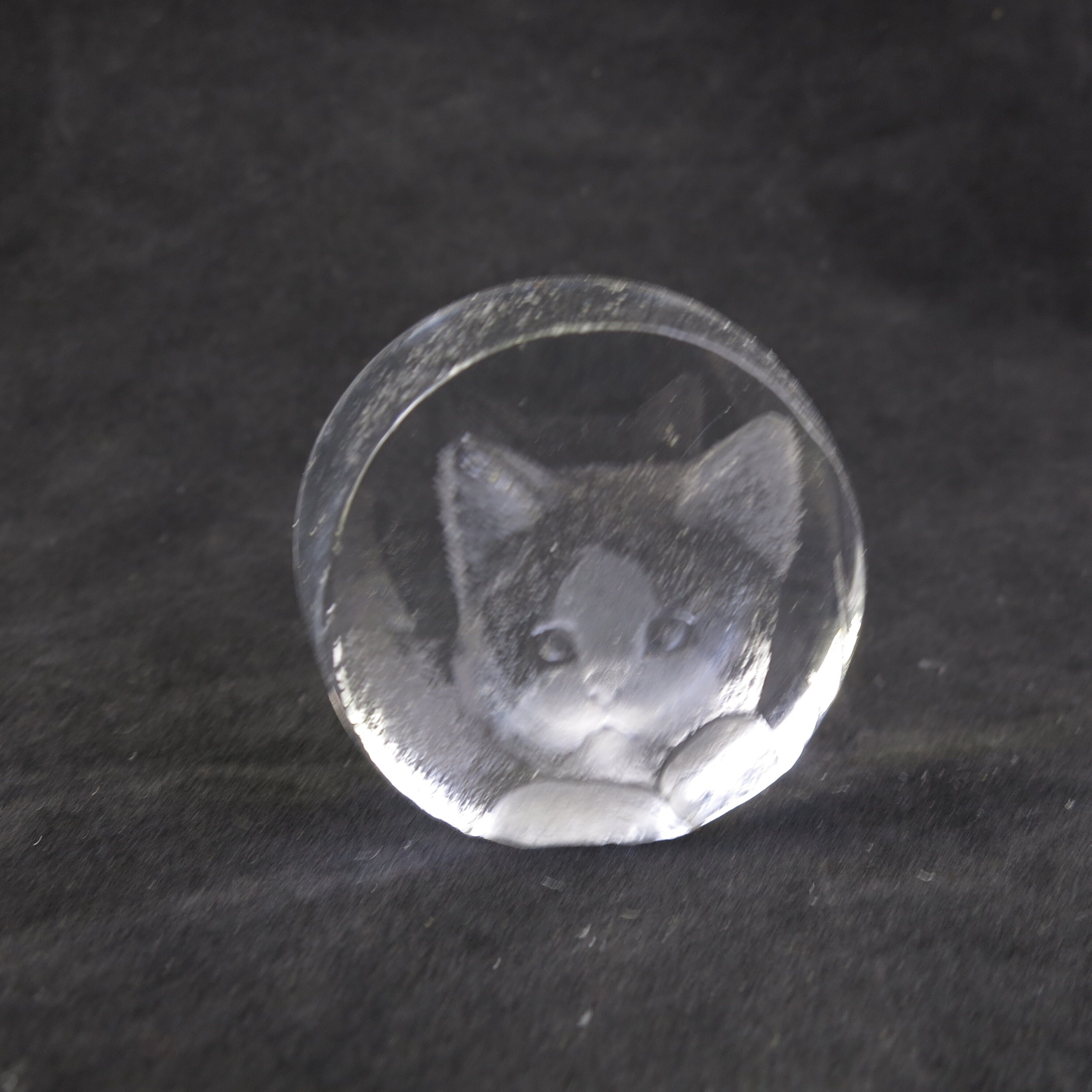 Vintage Mats Jonasson Cat Sculpture Signed Sweden Full Lead Crystal