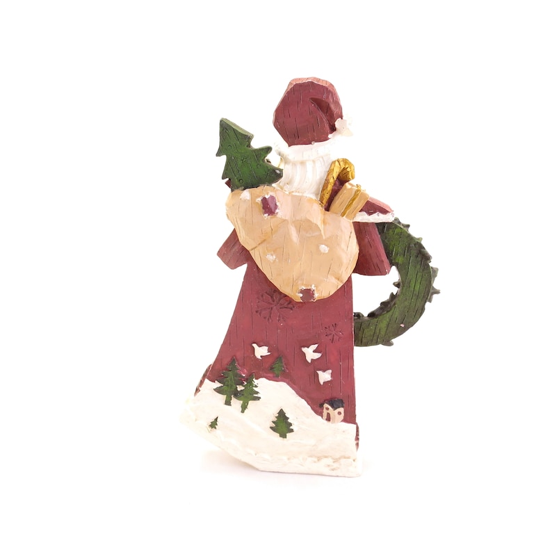 Vintage Resin Folk Art Santa Claus Statue With Toy Bag 8 Christmas Decor