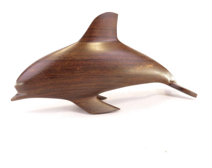 Vintage Hand Carved MCM Dolphin Statue