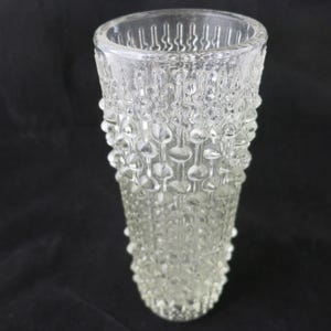 SKLO UNION Czech Clear &#39;Dripping Candle Wax&#39; Vase Hermanova Peceny 9&quot;