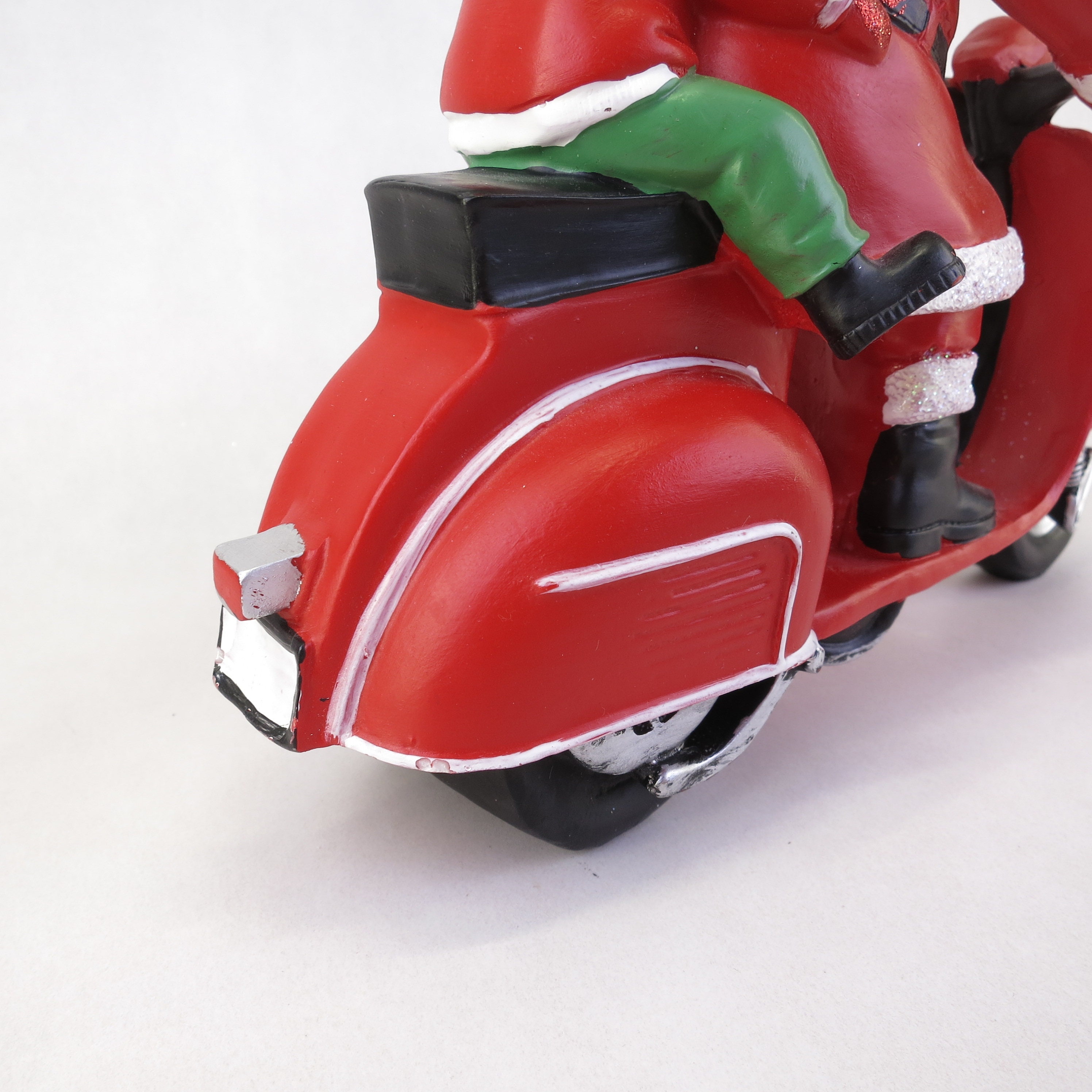 Large Vintage Santa Claus on Scooter Hand Painted 9.15 Retro Christmas