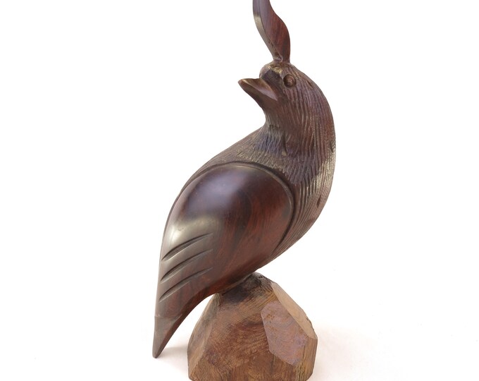 Vintage Hand Carved Quail Statue 8.5" Tall