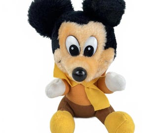 Vintage Disney Mickeys Christmas Carol Stuffed Plush 7" Tiny Tim Mickey Mouse