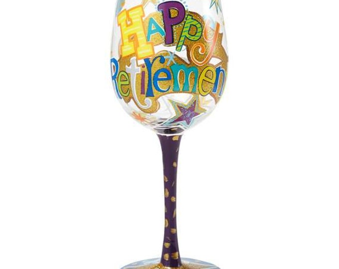 Original Lolita Happy Retirement Handpainted Wine Glass 15 oz