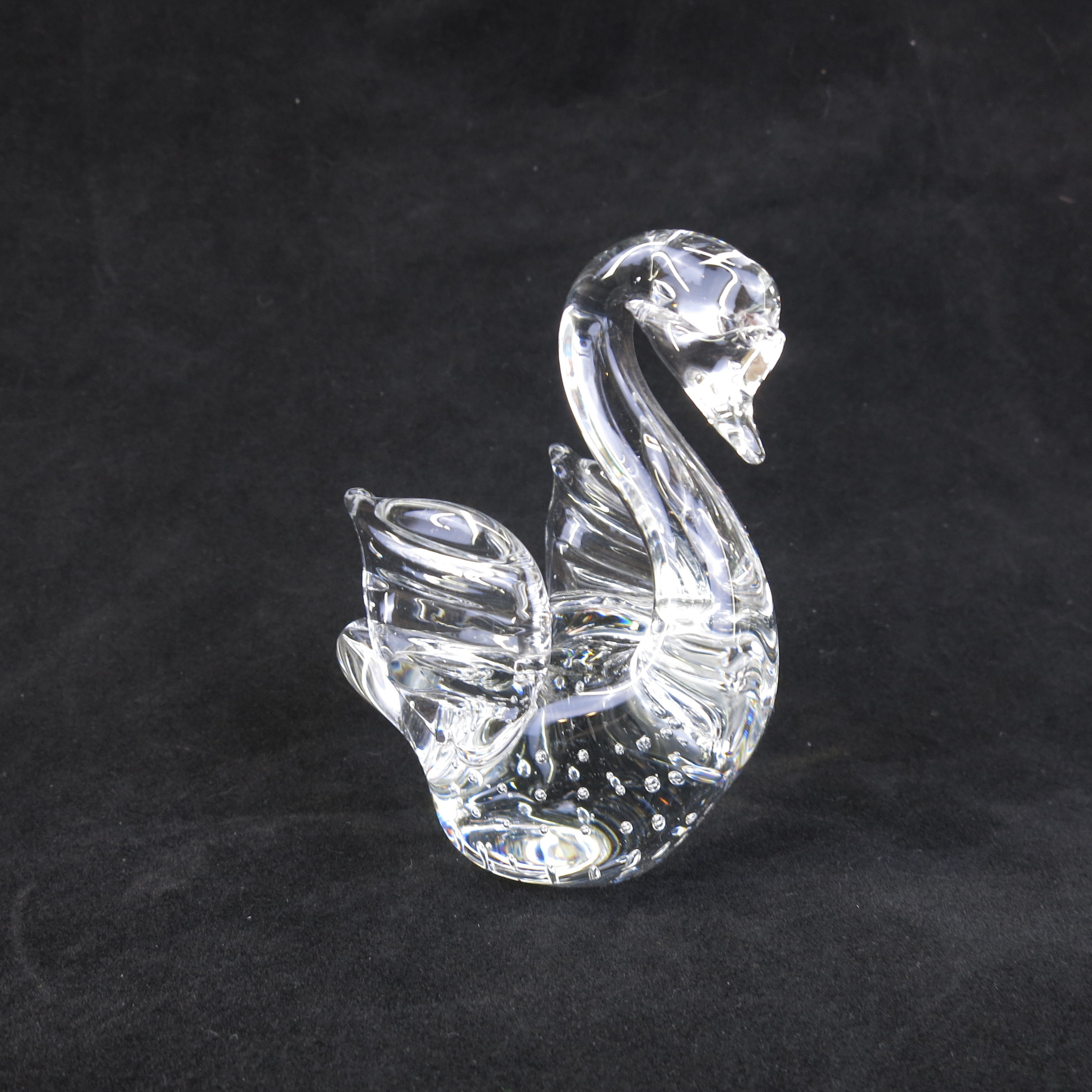 Blown Glass Clear Swan Control Bubble Glass Paperweight Vintage Murano