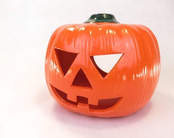 Vintage Halloween Candle Holder Jack O Lantern 6" tall