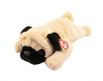 TY Beanie Original Buddy Pugsly the Pug Dog 13" Stuffed Animal Toy 2001
