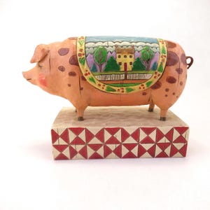 2003 Jim Shore Pig Figurine Quilt Country Heritage Enesco Heartwood Creek 117142