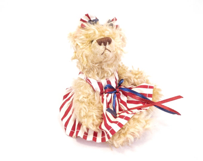Delton Mini Red, White & Blue Teddy Bear 4th of July Ornament