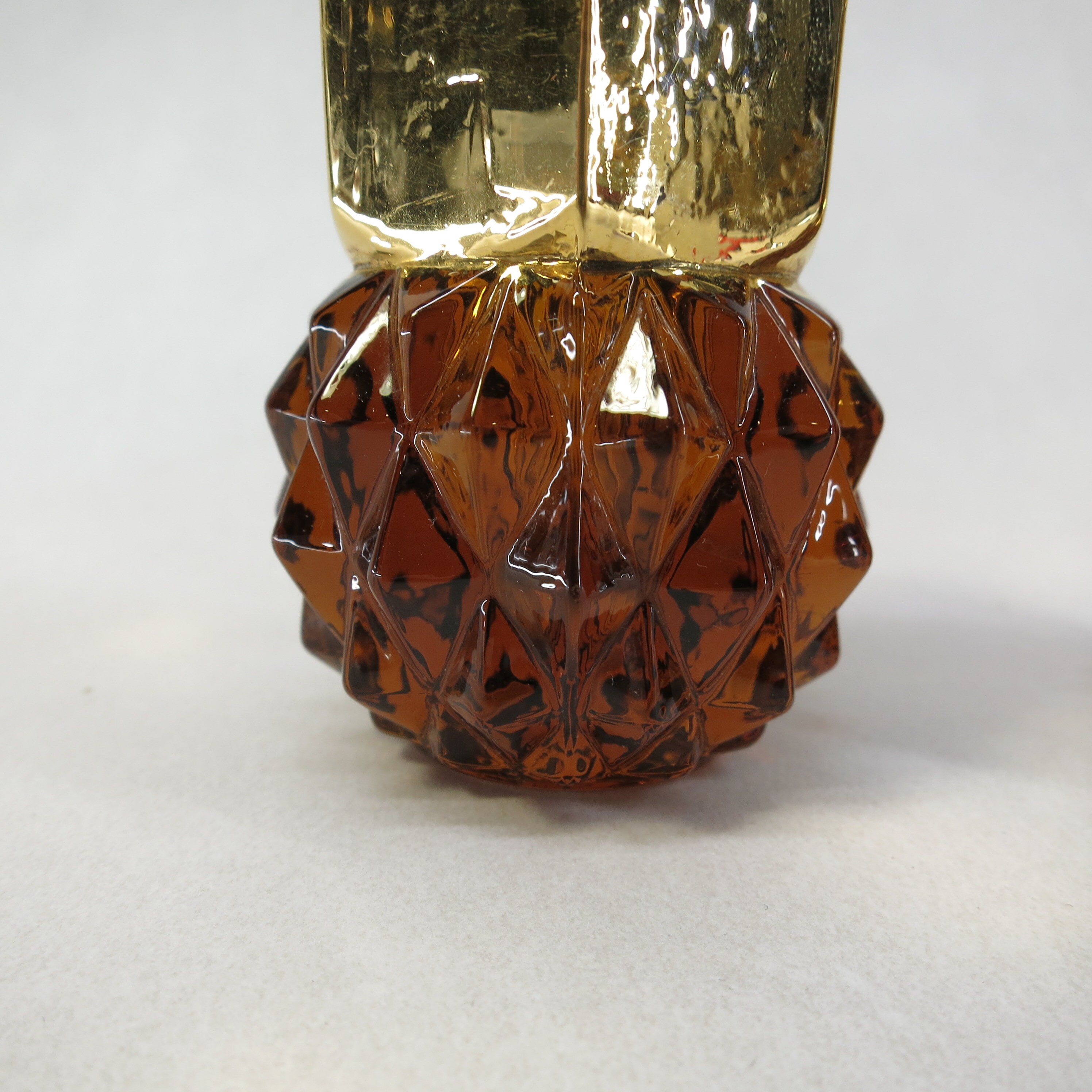 Amber and Gold Diamond Point Salt and Pepper Shakers Indiana Glass Holiday Table Elegant Glass