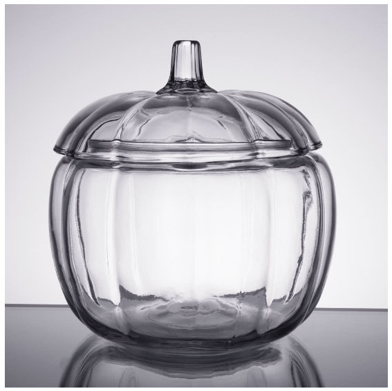 Vintage Anchor Hocking Clear Glass Pumpkin Shaped Storage Jar Canister