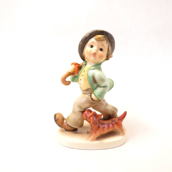 Vintage Goebel Strolling Along Hummel 988 Boy With Umbrella and