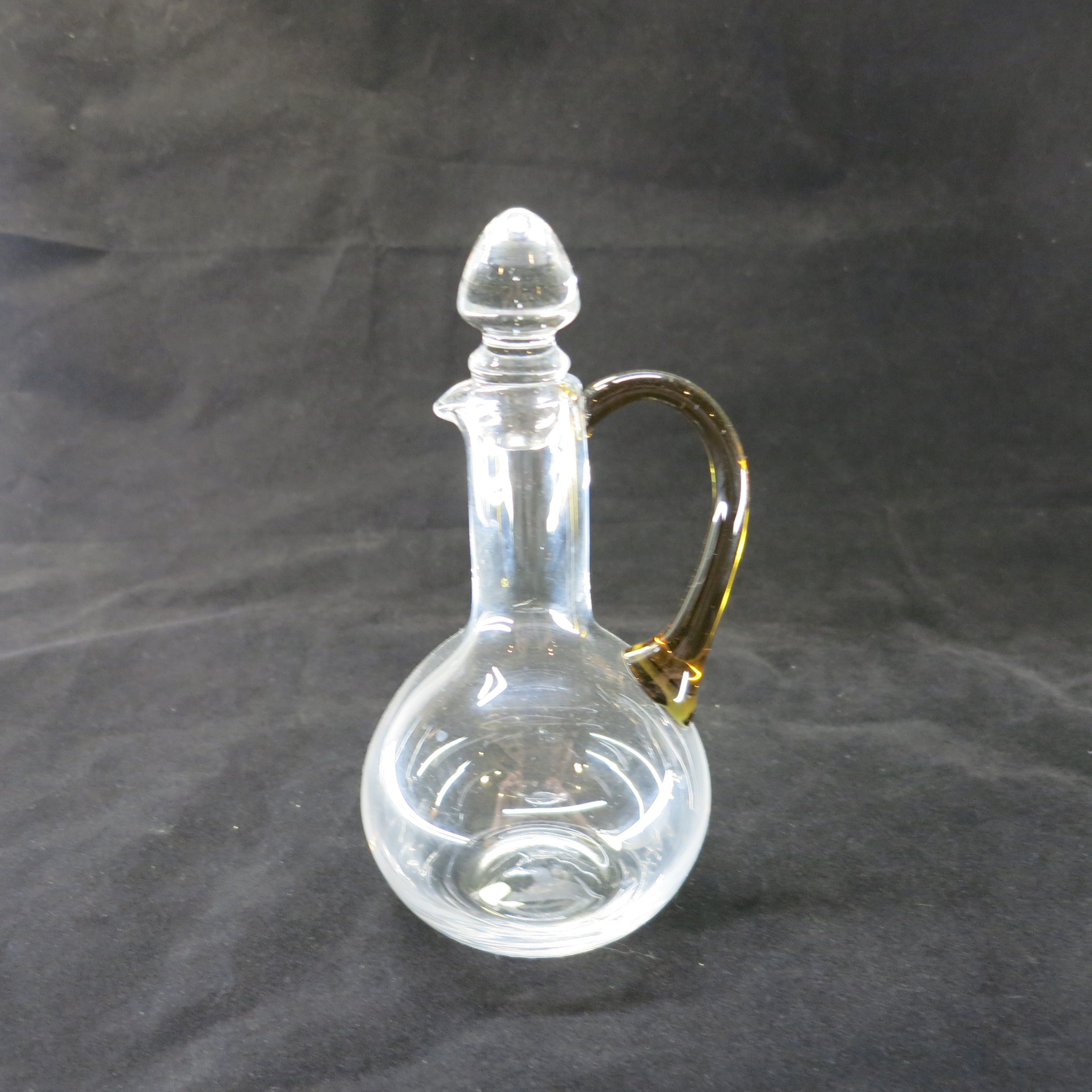 Vintage Clear Amber Glass Oil/Vinaigrette Bottle with Original Glass