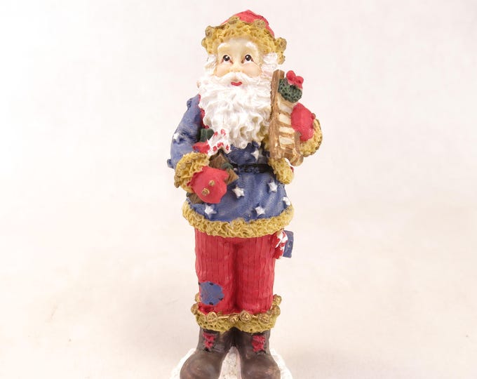 Vintage Santa Claus Figurine with Sled and Gifts 5" Christmas Decor
