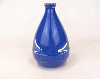 Longaberger Vitrified Pottery Cornflower Blue Woven Traditions Vase 5" Tall