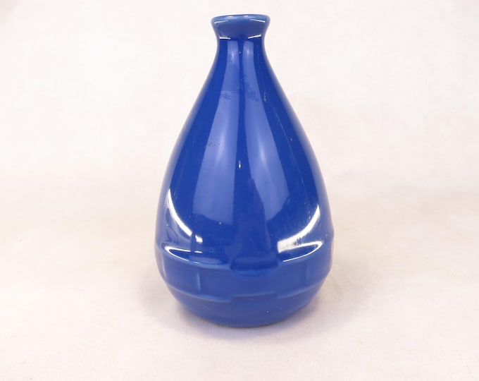 Longaberger Vitrified Pottery Cornflower Blue Woven Traditions Vase 5" Tall