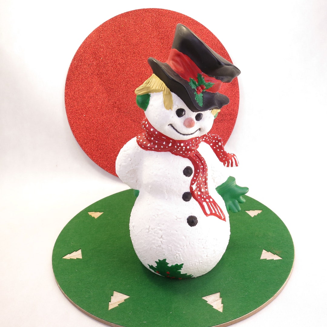 Large Vintage Ceramic Snowman Statue 10.75 Tall 1980's Holiday Decor Etsy