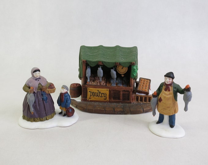 Department 56 Set of 3 Poultry Market 55590 Christmas Dickens Village, Heritage Village Collection