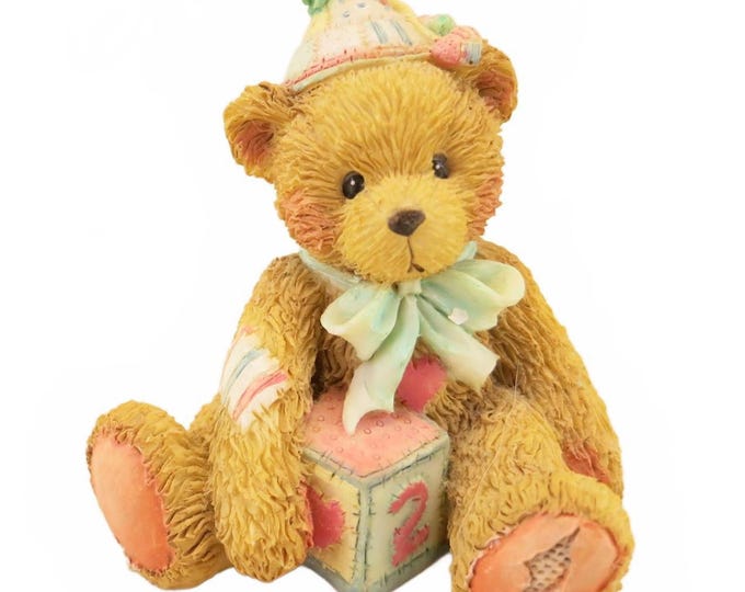 Cherished Teddies Birthday Bear Two Sweet 1992 Figure 911321 Hillman with Box