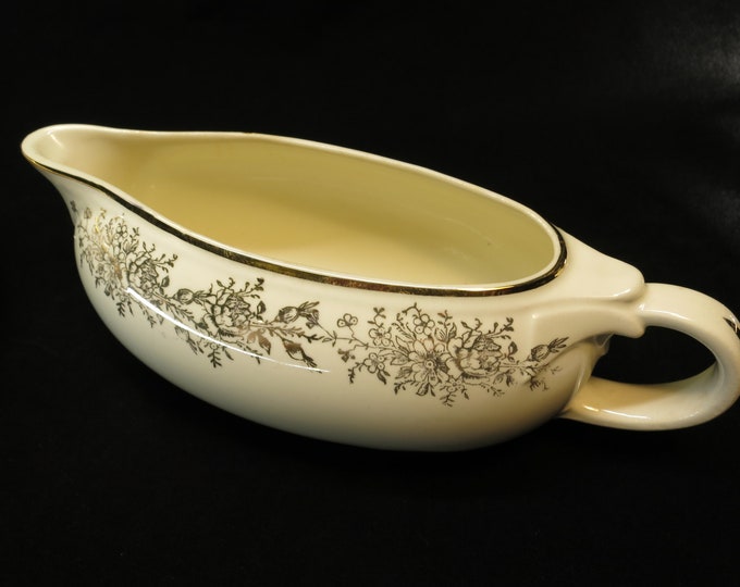 Taylor Smith Taylor Vintage Pattern Off White Gold Floral 1593 Pattern Gravy Boat