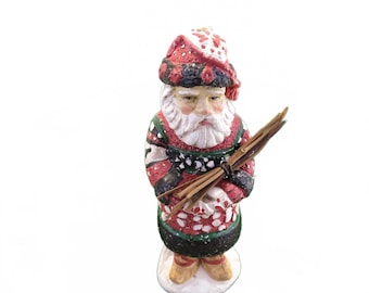 Figura vintage de Papá Noel con ramas artificiales, 13,7 cm (5,4 pulgadas), decoración navideña.