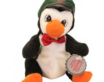 Vintage Coca Cola Bean Bag Plush Penguin in Delivery Cap 1997