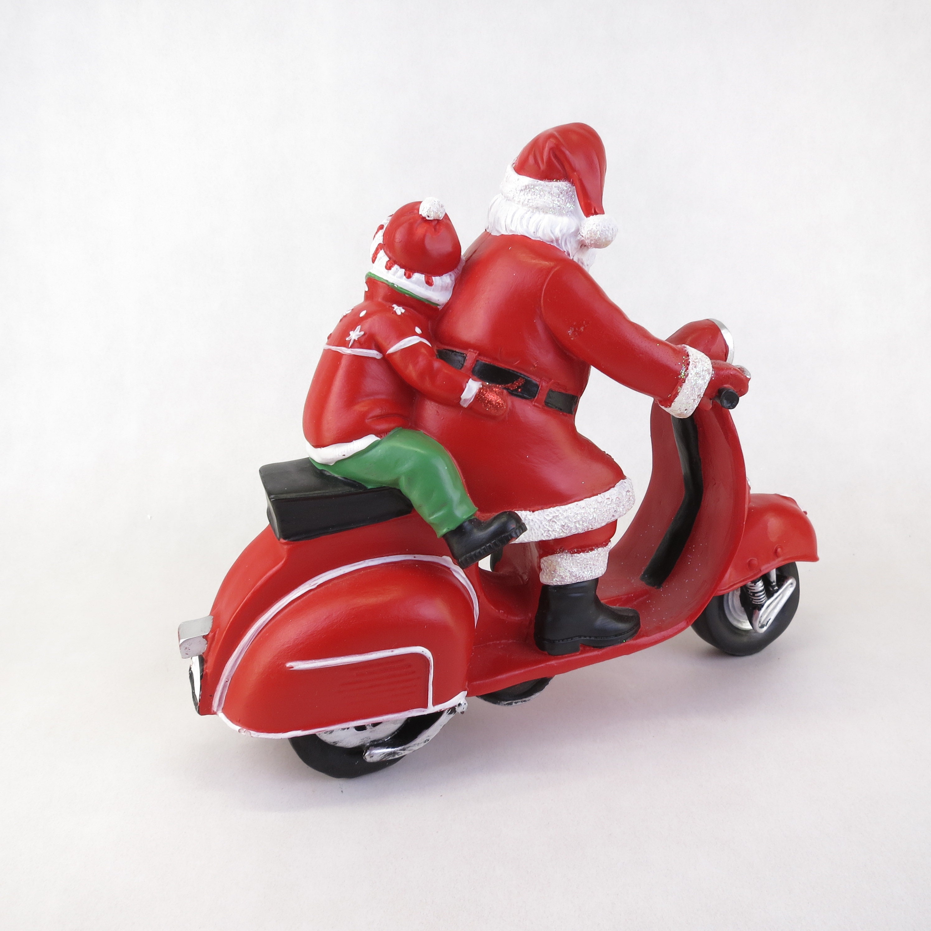 Large Vintage Santa Claus on Scooter Hand Painted 9.15 Retro Christmas