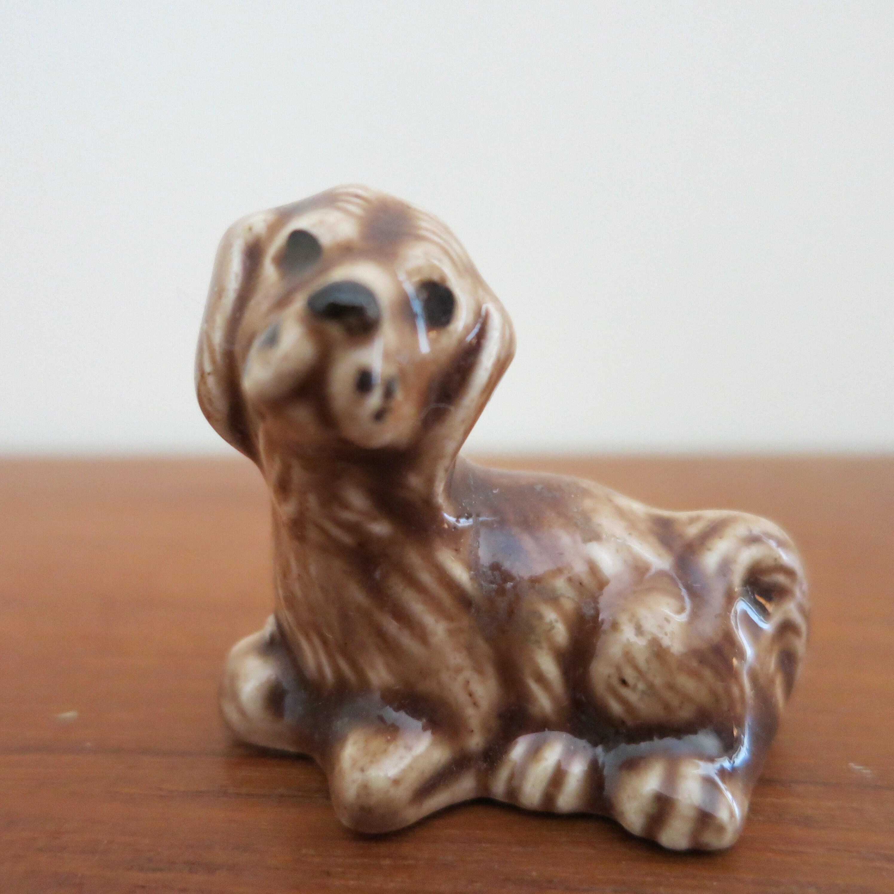 Vintage Miniature Ceramic Glazed Golden Retriever Figurine Kitsch