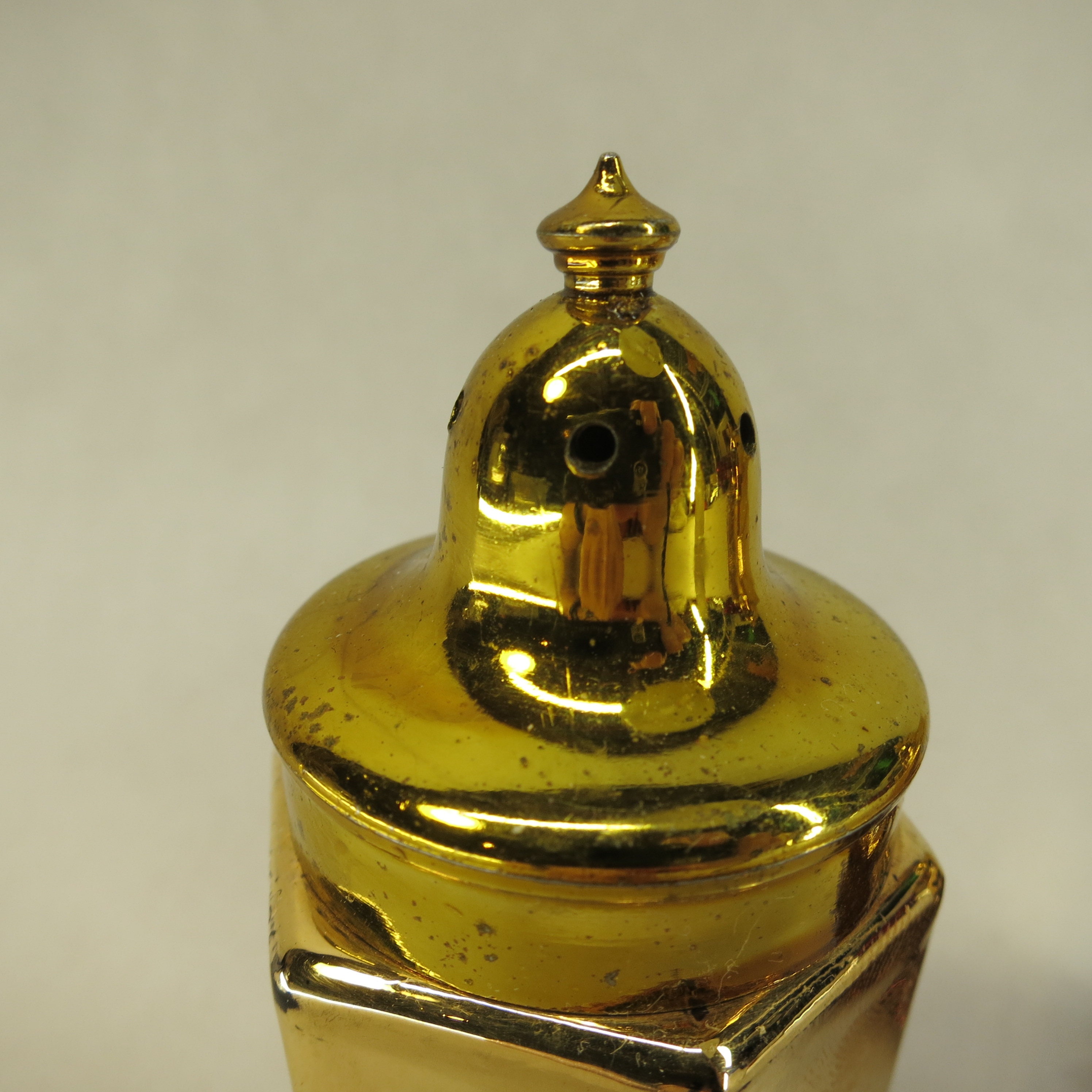 Amber and Gold Diamond Point Salt and Pepper Shakers Indiana Glass Holiday Table Elegant Glass