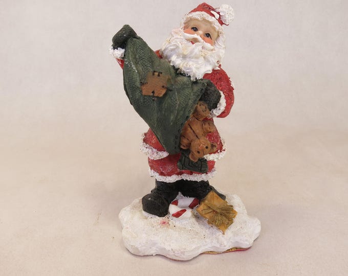 Vintage Cheerful Santa Claus Figure with Toy Sack 5.25" Tall Christmas Decor