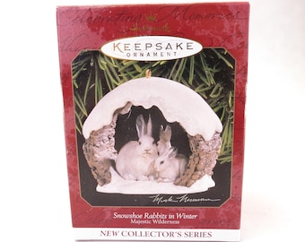 Hallmark Keepsake Ornament Snowshoe Rabbits in Winter QX5694 Vintage 1997