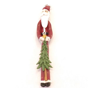 Vintage Skinny Pencil Santa Claus Ornament Christmas Decor 6.75&quot;
