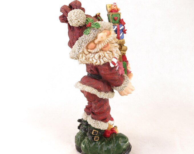 Cheeky Santa Claus with Presents 8.25" Retro Christmas Decor Funny Santa