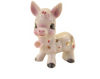 Vintage MCM Ceramic Kitsch Anthropomorphic Donkey Figurine w/ Big Eyes Japan