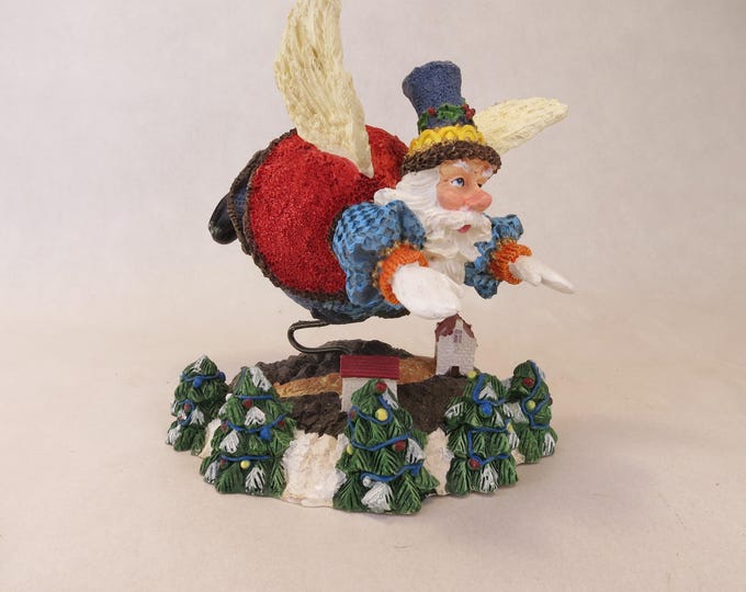 Vintage Santa Claus 5" Possible Dreams Crinkle Claus Flying Santa on Spring Christmas Decor