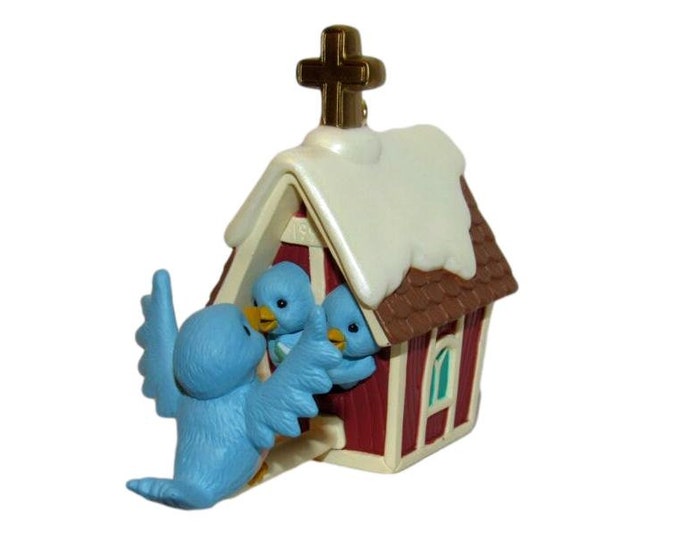 Bluebird with Church Treetop Choir 1998 Hallmark Keepsake Ornament QX6506