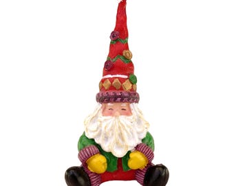 Vintage Sitting Santa Claus with Button Hat Figure 5.25" Christmas Decor
